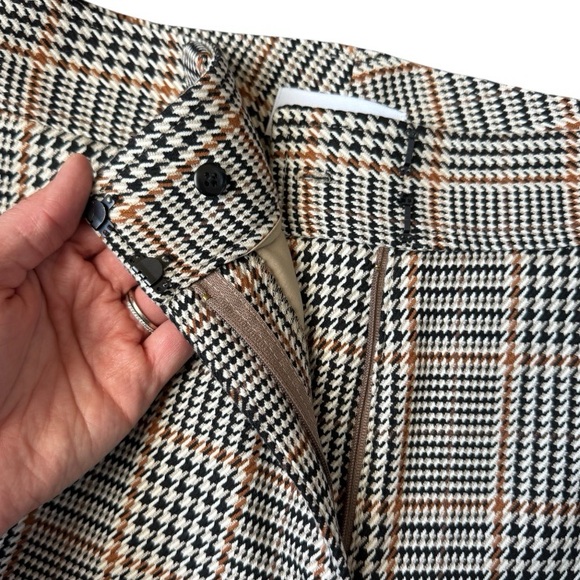 NWT SAINT ART Nessa Tan Midrise Houndstooth Plaid Straight Wide Leg Pant Size S - Picture 7 of 8